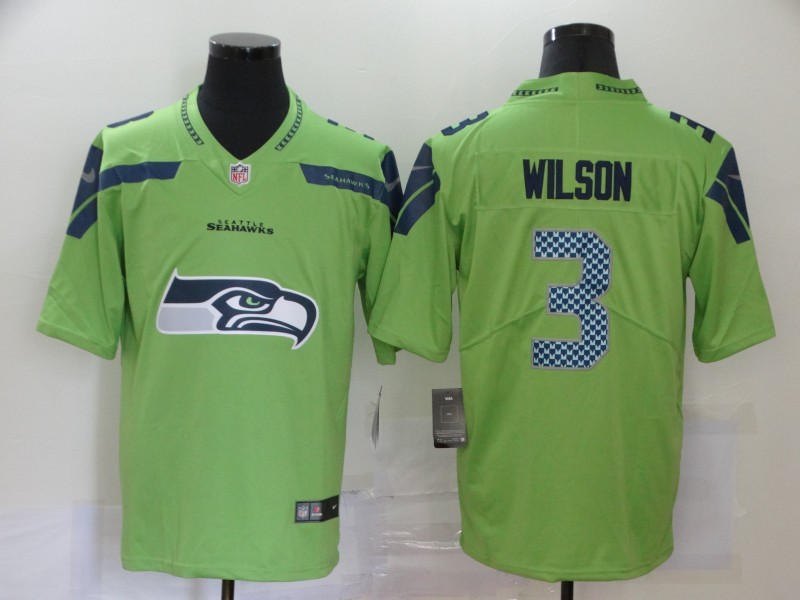 Seattle Seahawks Men #3 Russell Wilson green logo NFL Vapor Untouchable Limited Jersey->more nhl jerseys->NHL Jersey